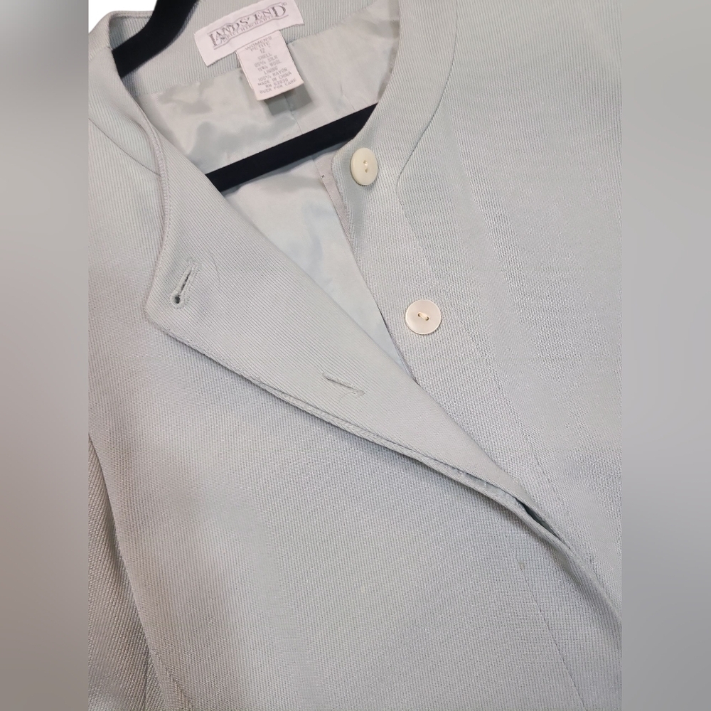 Land's End Vintage Light Blue Gray Silk And Wool  Women's Jacket Size 12p - Picture 2 of 5